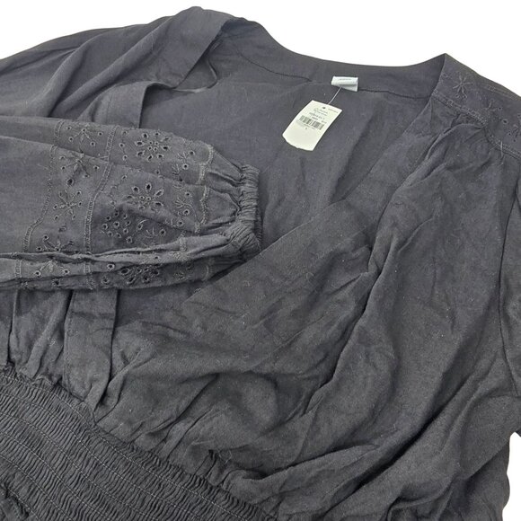 Old Navy Black Women's Blouse‎ Large Long Sleeve Fitted Waist - Picture 3 of 4